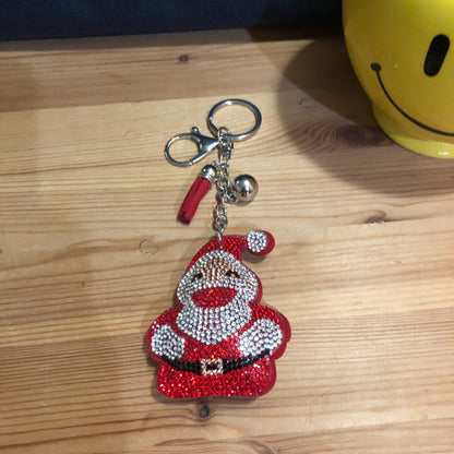 Popfizzy Bling Santa Christmas Keychain, Christmas Gifts for Women and Girls, Stocking Stuffers, Christmas Party Favors