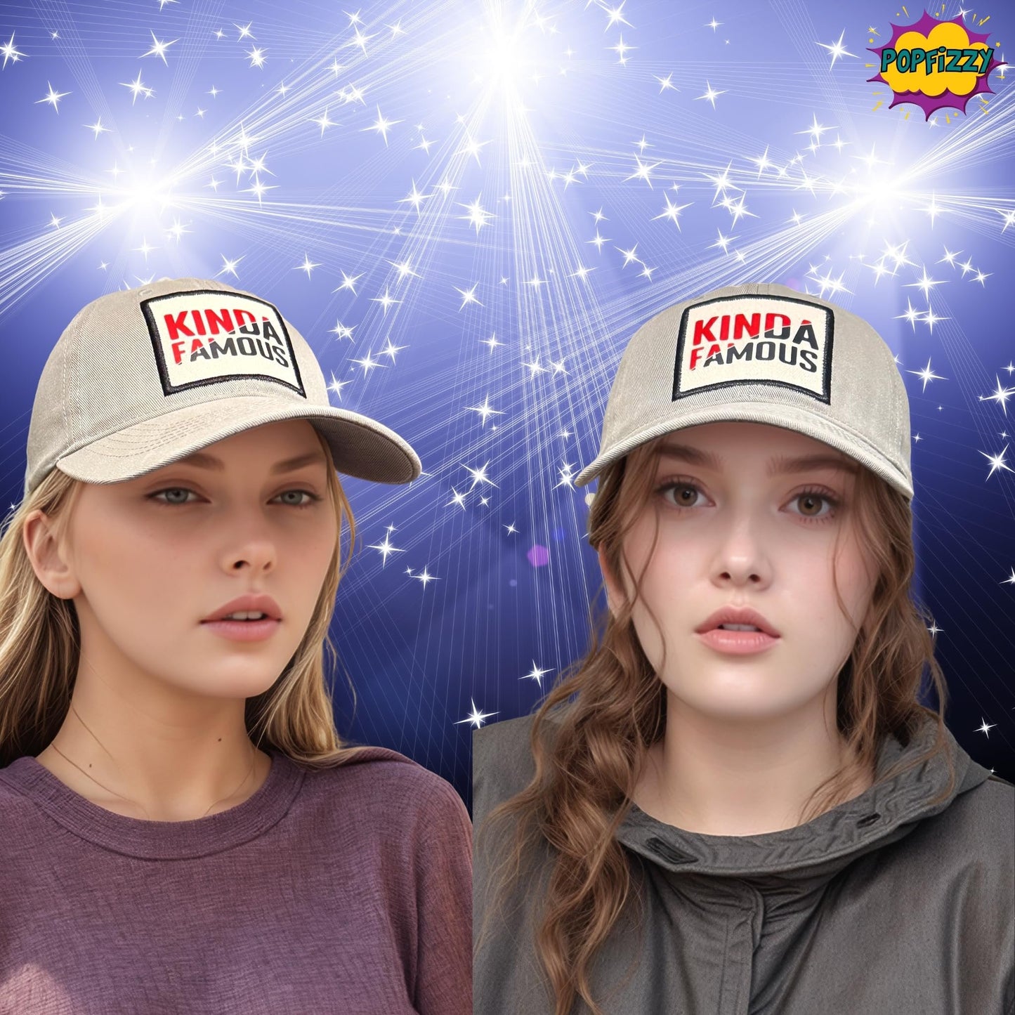 Popfizzy Kinda Famous Funny Hats for Men and Women, Funny Birthday Gifts for Friends, Curved Brim Hat, Adjustable