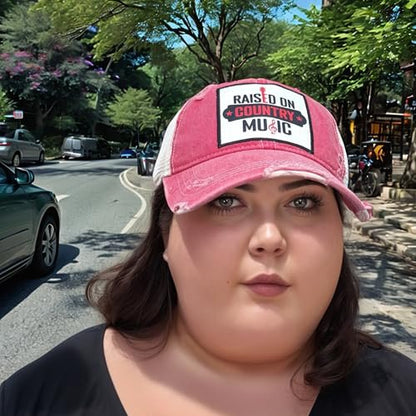 Popfizzy Raised on Country Music Hats for Women and Men, Country Music Gifts for Adults, Funny Trucker Hats, Adult Humor Caps
