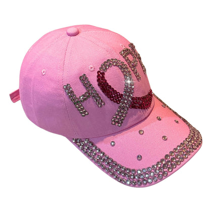 Popfizzy Pink Ribbon Breast Cancer Hats for Women, Breast Cancer Awareness Cap, Bling Breast Cancer Survivor Gifts for Woman
