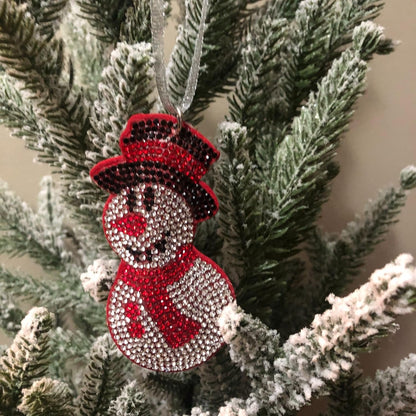 Popfizzy Bling Snowman Christmas Ornaments 2023, Christmas Decorations for Tree, Rhinestone Christmas Tree Ornaments, Xmas Tree Décor (SILVER)