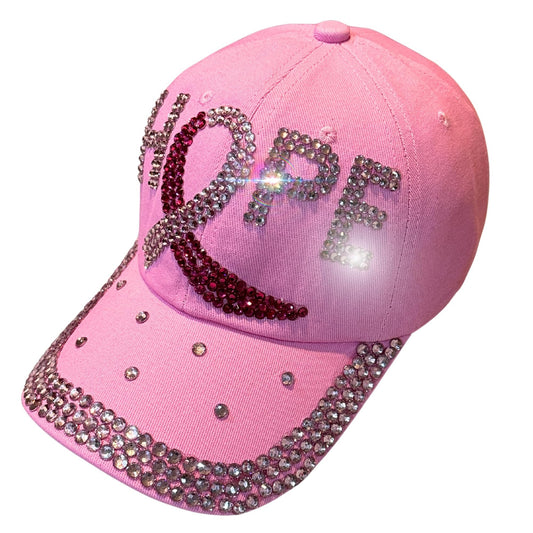 Popfizzy Pink Ribbon Breast Cancer Hats for Women, Breast Cancer Awareness Cap, Bling Breast Cancer Survivor Gifts for Woman