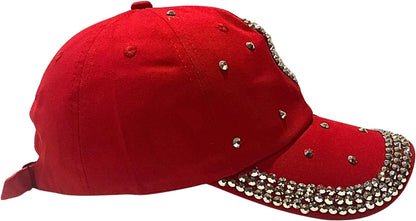 Popfizzy Bling Red Pearl Heart Hat for Women, Adult Hat, Cotton
