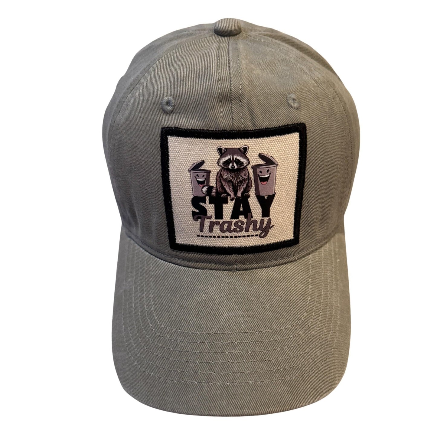 Popfizzy Stay Trashy Hat for Men and Women, Funny Gifts for Adults, Funny White Trash Party Attire, Fun Baseball Hats