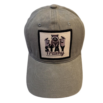 Popfizzy Stay Trashy Hat for Men and Women, Funny Gifts for Adults, Funny White Trash Party Attire, Fun Baseball Hats