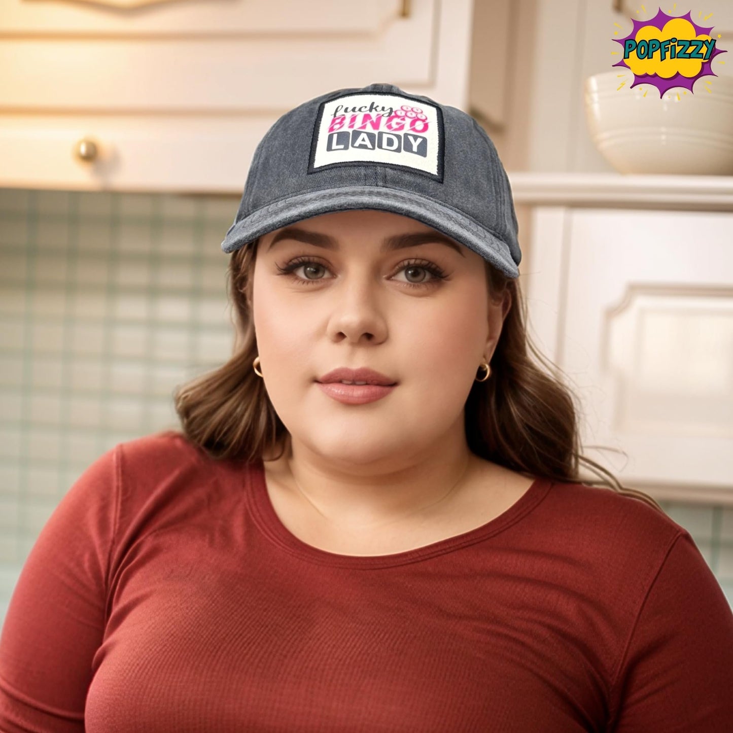 Popfizzy Lucky Bingo Lady Hats for Women, Fun Bingo Caller Gifts for Women, Ladies Gambling Baseball Caps with Funny Sayings