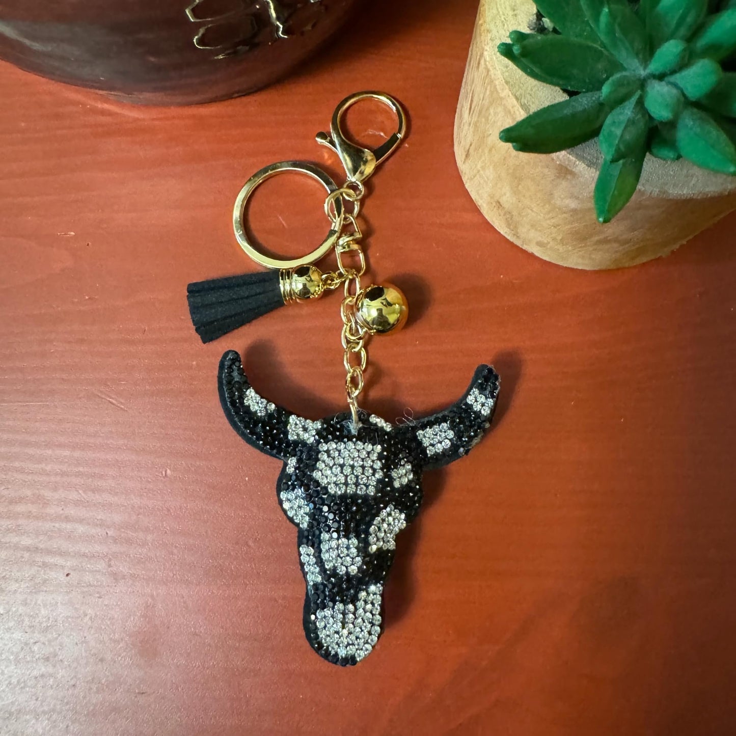 Popfizzy Western Keychain Accessories for Women and Girls, Cute Backpack Key Chain, Bling Purse Charms, Texas Longhorn Gifts