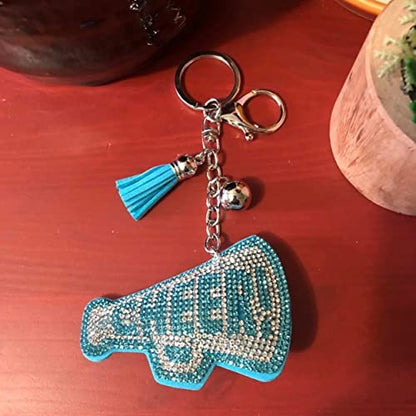 Popfizzy Silver and Blue Cheer Keychain for Women and Girls, Cheerleader Bag Charm