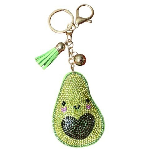 Popfizzy Rhinestone Avocado Keychain for Women, Bling Avocado Backpack Charm, Avocado Gift for Women, Guacamole Purse Charm