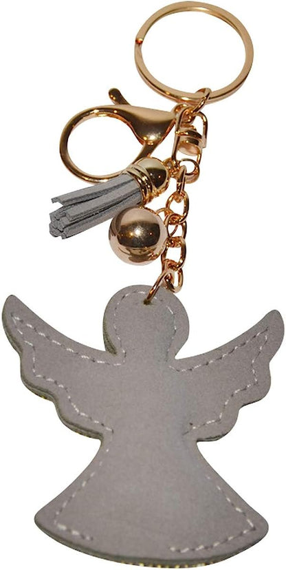 Popfizzy Guardian Angel Key Chain Crystal Bag Charm Bling Angel Purse Charm Rhinestone Girly Backpack Clip on Car Religious Key Ring for Women or Girls