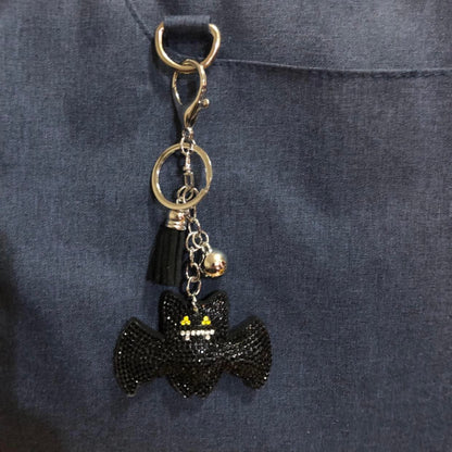 Popfizzy Bling Black Bat Keychain for Women and Girls, Rhinestone Purse Charms for Handbags, Goth Gifts for Her, Spooky Gifts for Women