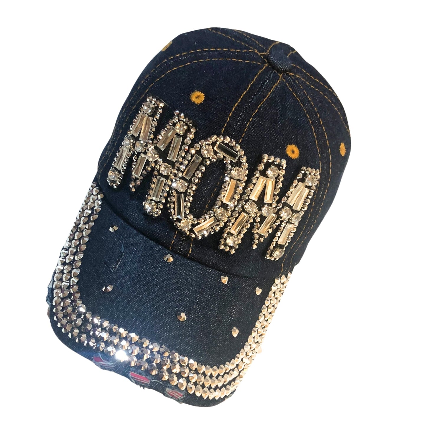 Popfizzy Rhinestone Mom Hat, Bling Baseball Cap for Mom, Cool Mom Gifts, Best Mama Hat, Sparkle Mom Accessories, Mom Cap