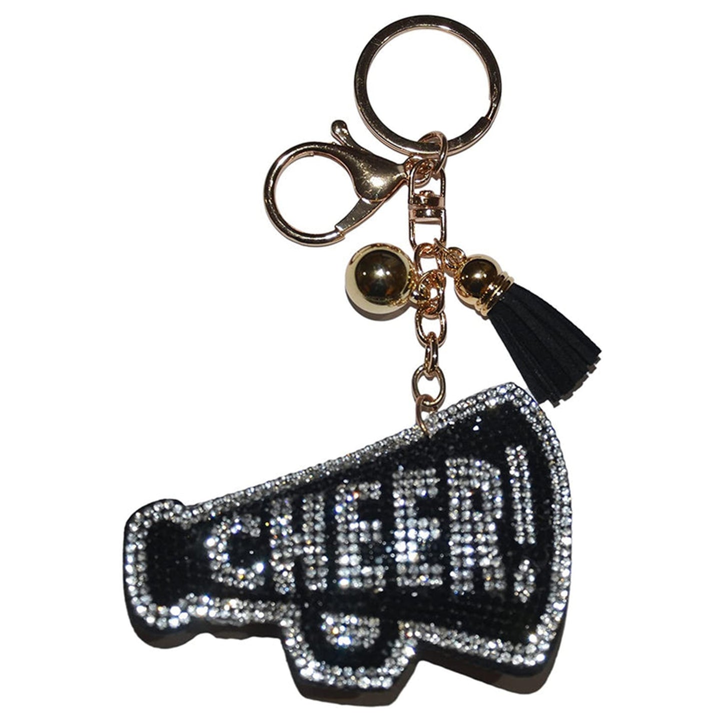 Popfizzy Silver and Black Cheer Keychain for Women and Girls, Cheerleader Bag Charm
