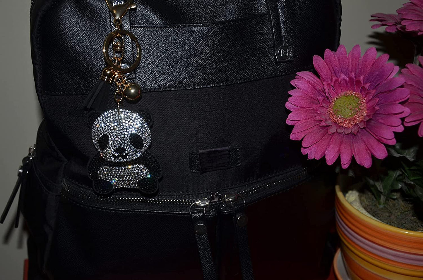 Popfizzy Bling Moustache Keychain, Rhinestone Purse Charm, Backpack Key Chain, Crystal Bag Charms, Key Fob