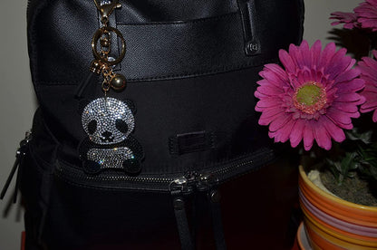 Popfizzy Bling Moustache Keychain, Rhinestone Purse Charm, Backpack Key Chain, Crystal Bag Charms, Key Fob