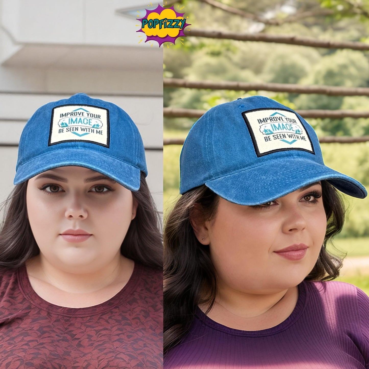 Popfizzy Improve Your Image Funny Hat for Men and Women, Jersey Shore Baseball Cap with Funny Sayings, Great Gifts for Adults