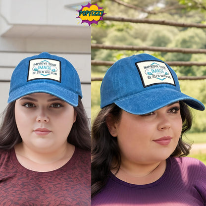 Popfizzy Improve Your Image Funny Hat for Men and Women, Jersey Shore Baseball Cap with Funny Sayings, Great Gifts for Adults