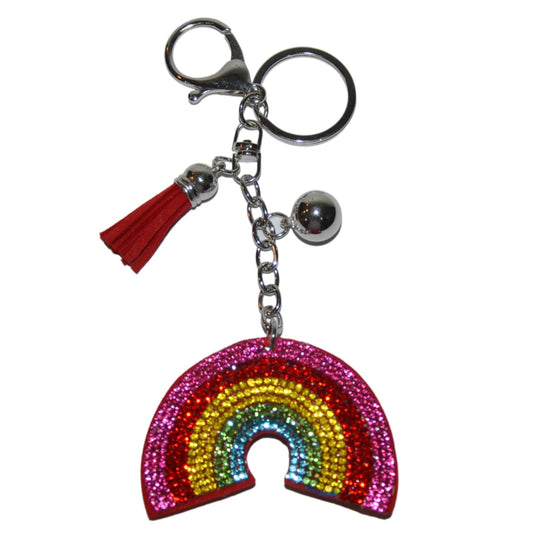 Popfizzy Rainbow Keychain, Bling Backpack Charm, Rhinestone Bag Charms, Keyring Key Fob