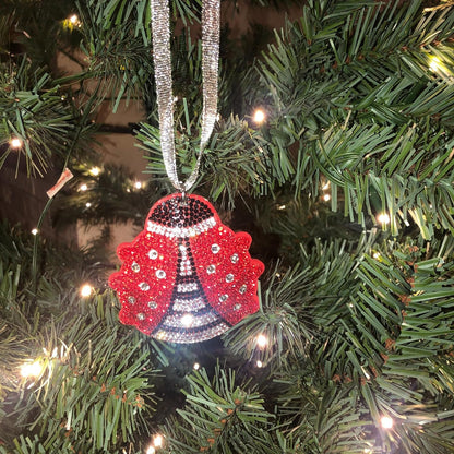Popfizzy Bling Ladybug Christmas Ornaments 2023, Christmas Decor for Tree, Rhinestone Christmas Tree Ornaments, Xmas Décor