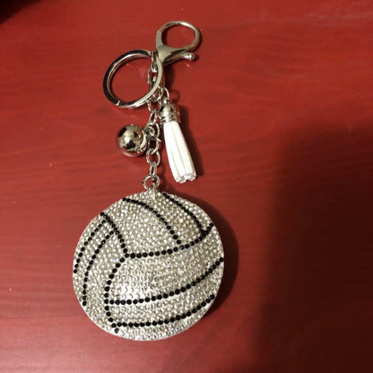 Popfizzy Volleyball Keychains for Teen Girls and Women, Rhinestone Volleyball Backpack Charm, Volleyball Gifts, Bling Volleyball Accessories