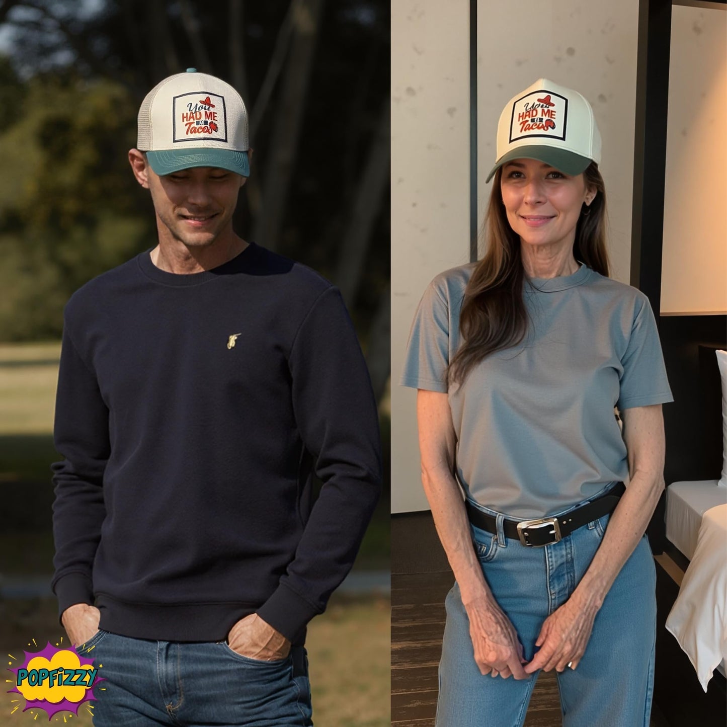 Popfizzy You Had Me at Tacos Hat for Men and Women, Fun Foodie Hat, Funny Taco Gifts for Adults, Adult Humor Caps, Adjustable