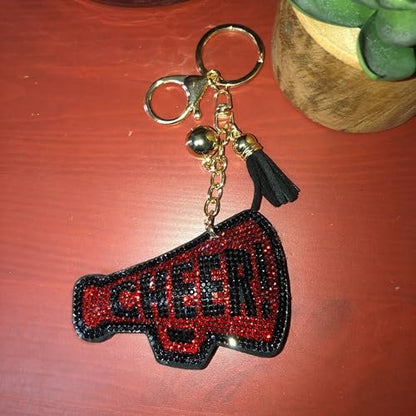 Popfizzy Black and Red Cheer Keychain for Women and Girls, Cheerleader Bag Charm