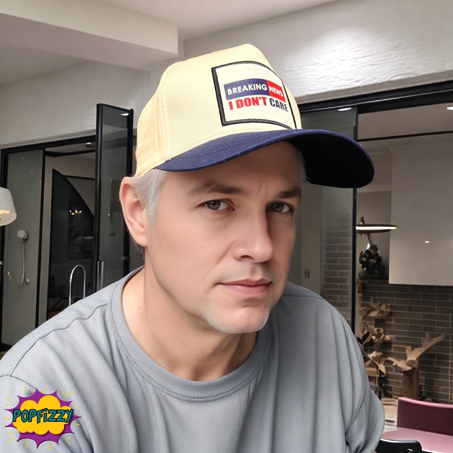 Popfizzy Breaking News I Don’t Care Hat for Men and Women, Adult Humor Cap, Adjustable Baseball Cap, Funny Gifts for Adults