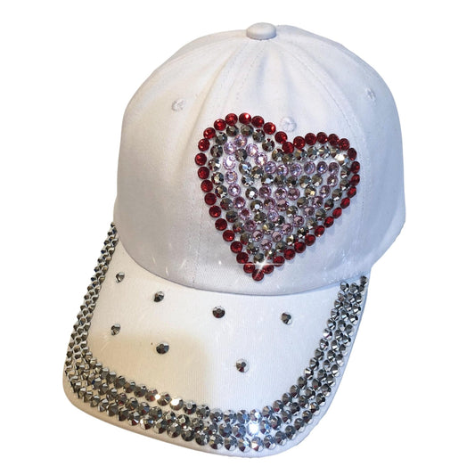 Popfizzy Heart Rhinestone Hat for Women, Trendy Bling Hats, Heart Accessories, Bedazzled Baseball Cap, Bling Gifts for Women