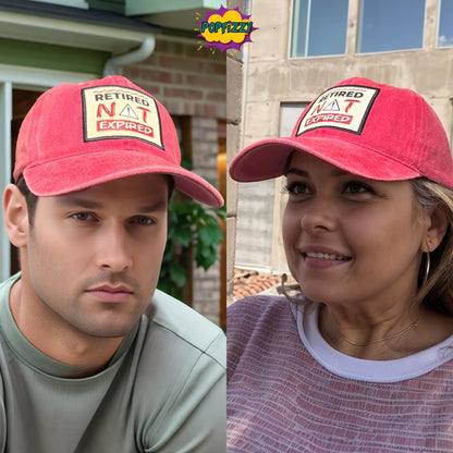 Popfizzy Retired not Expired Funny Hats for Men and Women, Fun Retirement Baseball Caps, Unique Retirement Gifts for Adults