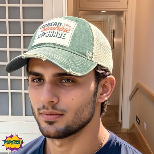 Popfizzy Spread Sunshine Not Shade Hat for Adults, Funny Vintage Trucker Hat, Positivity Baseball Cap, Gift for Women and Men