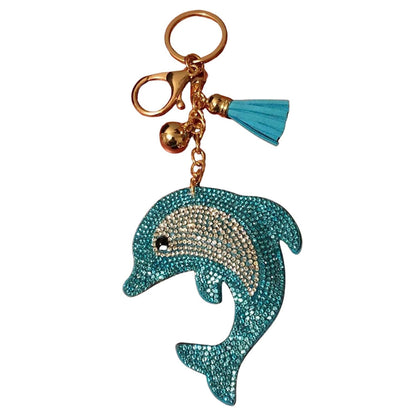 Popfizzy Dolphin Keychain Accessories for Women and Girls, Bling Keychain, Rhinestone Purse Charm