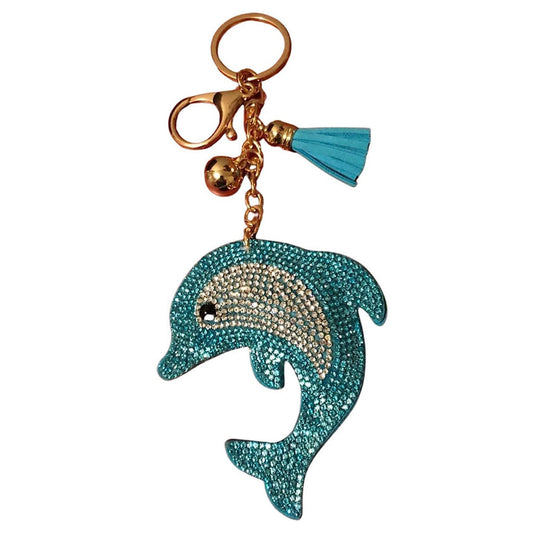 Popfizzy Dolphin Keychain Accessories for Women and Girls, Bling Keychain, Rhinestone Purse Charm