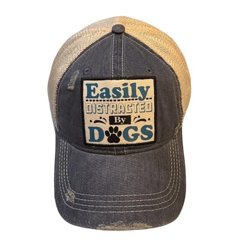 Popfizzy Easily Distracted by Dogs Hat for Dog Lovers, Adult Trucker Hat, Dog Lover Gift for Women and Men, Fur Momma Gifts