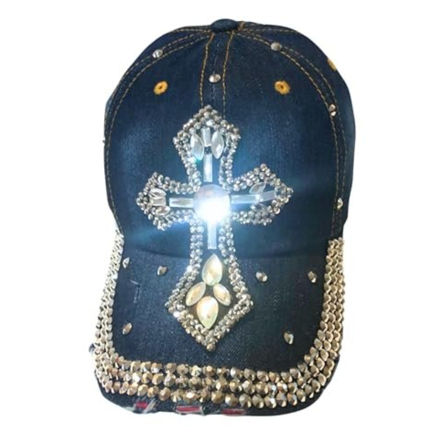 Popfizzy Bling Rhinestone Cross Hat for Women, Religious Gifts for Women, Black