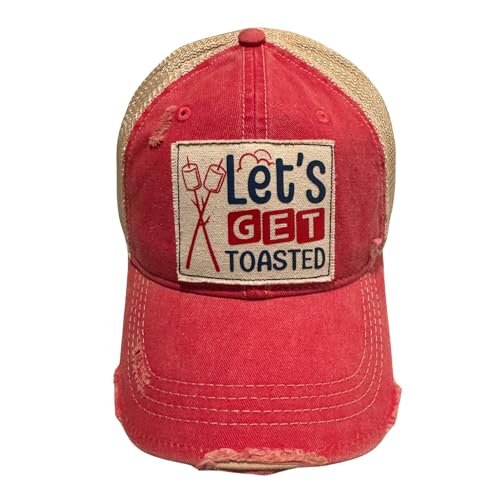 Popfizzy Lets Get Toasted Hat for Men and Women, Funny Drinking Gifts, Jersey Shore Trucker Hats for Adults, Adult Humor Caps