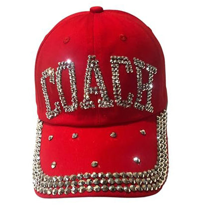 Popfizzy Bling Coach Hat with Rhinestones for Women, Best Cheer Coach Hat, Soccer Coach, Baseball Coach, Sports Coach Gifts