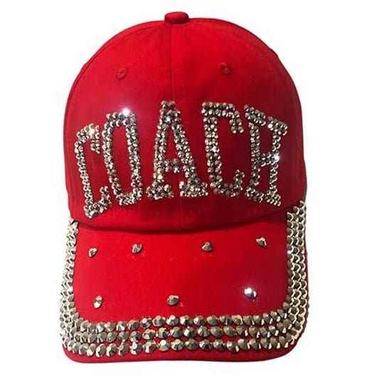 Popfizzy Bling Coach Hat with Rhinestones for Women, Best Cheer Coach Hat, Soccer Coach, Baseball Coach, Sports Coach Gifts