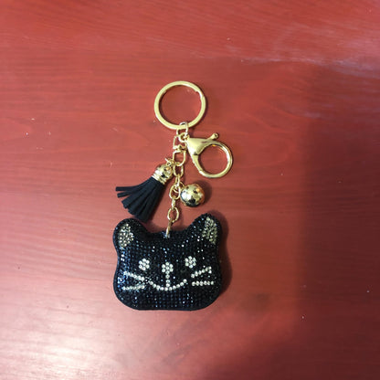 Popfizzy Bling Black Cat Keychain for Women, Cat Key Chains for Car Keys, Cat Keychain Accessories, Cat Gifts for Cat Lovers