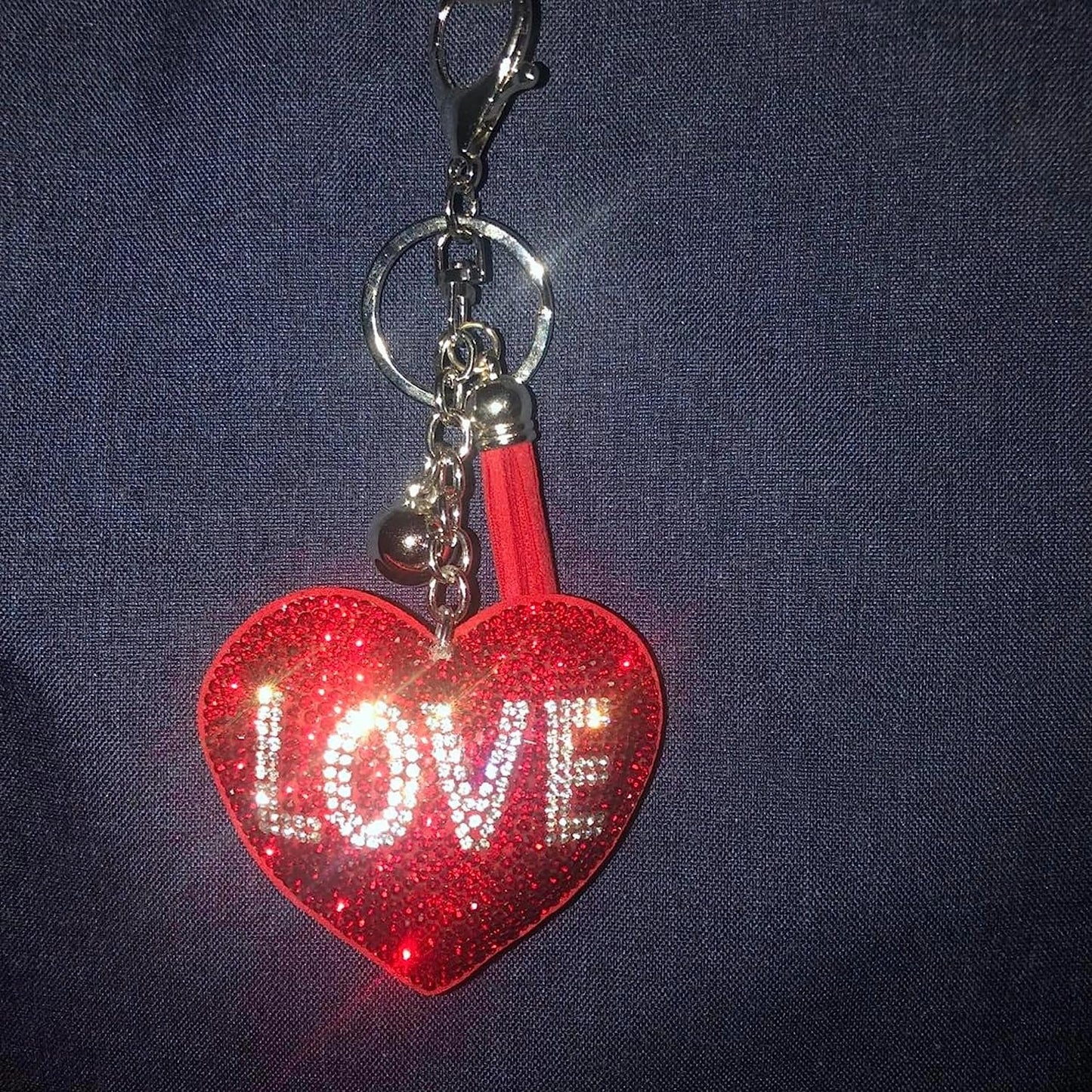 Popfizzy Bling Love Heart Keychains for Women and Girls, Rhinestone Purse Charms for Handbags, Cute Bag Charms, Thank You Gift for Women