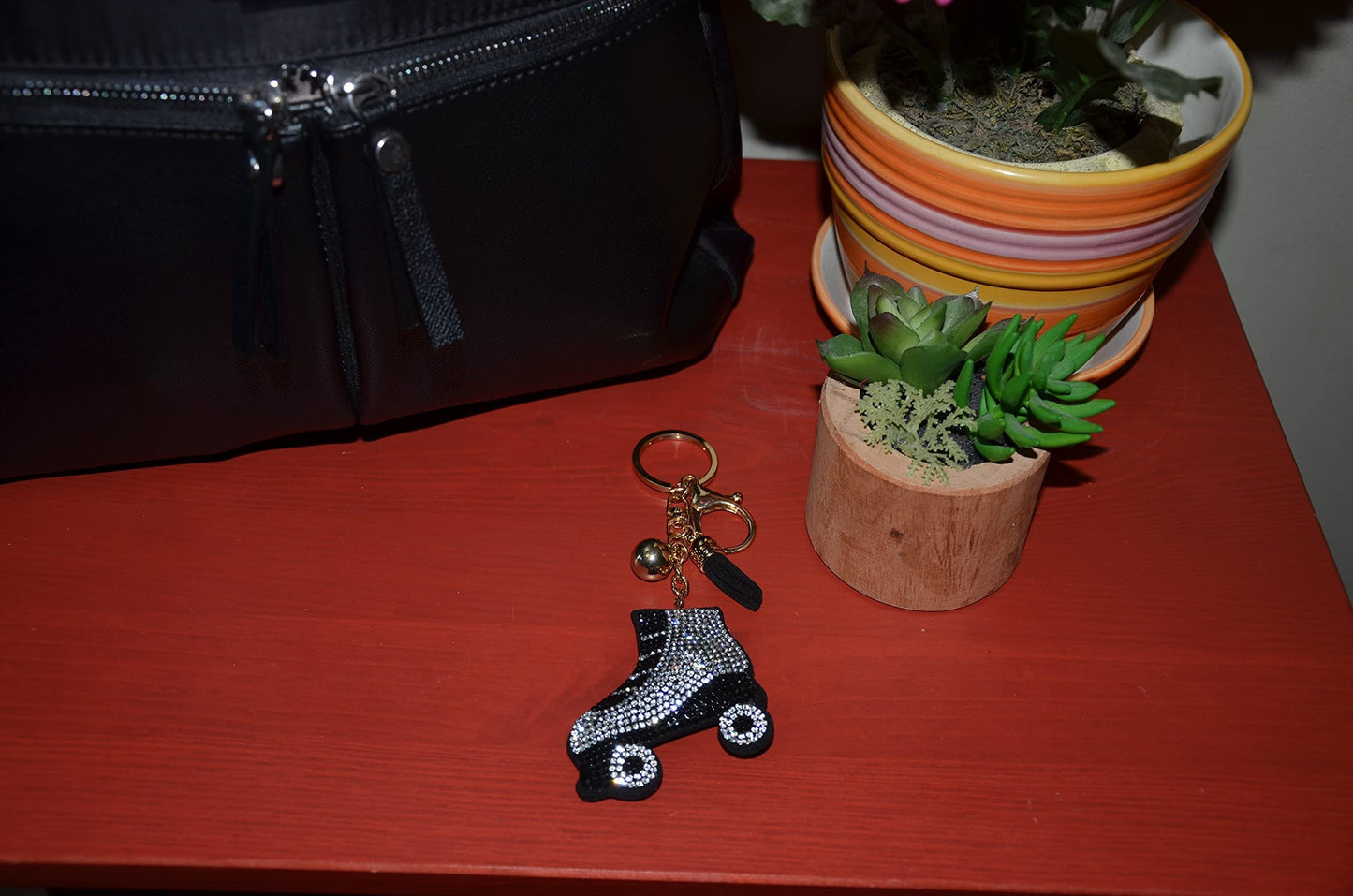 Popfizzy Rhinestone Roller Skate Keychain for Women, Rollerskate Backpack Charm, Bling Skate Purse Charm, Roller Skating Gift