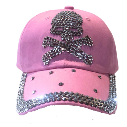 Popfizzy Skull Hat for Women, Bling Skeleton Hats, Rhinestone Skull Baseball Cap, Skull Caps for Women, Pirate Hat for Women
