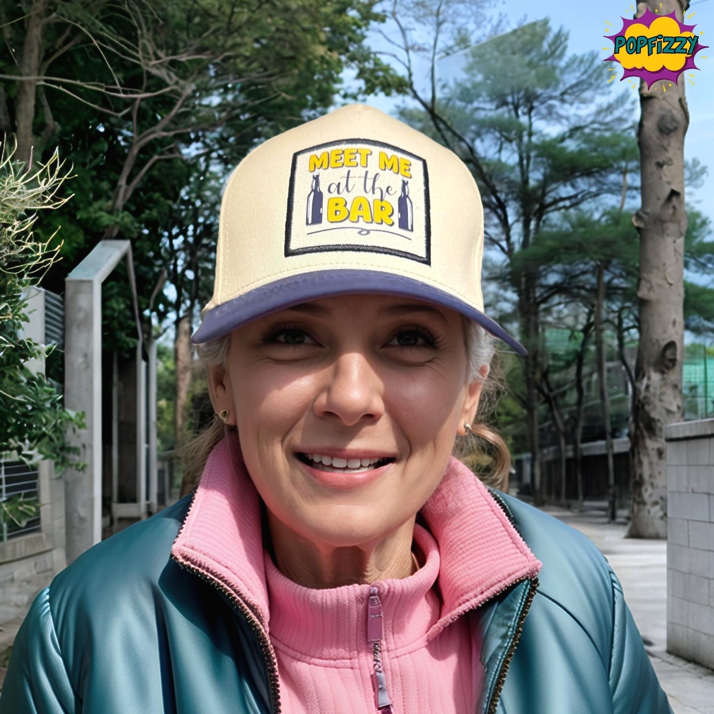 Popfizzy Meet Me at The Bar Hat for Men and Women, Alcohol Gifts for Drinkers, Funny Beer Drinking Hat with Funny Saying