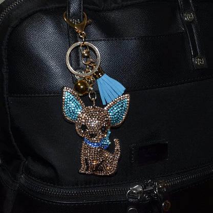 Popfizzy Bling Chihuahua Keychain for Women, Purse Bag Charm