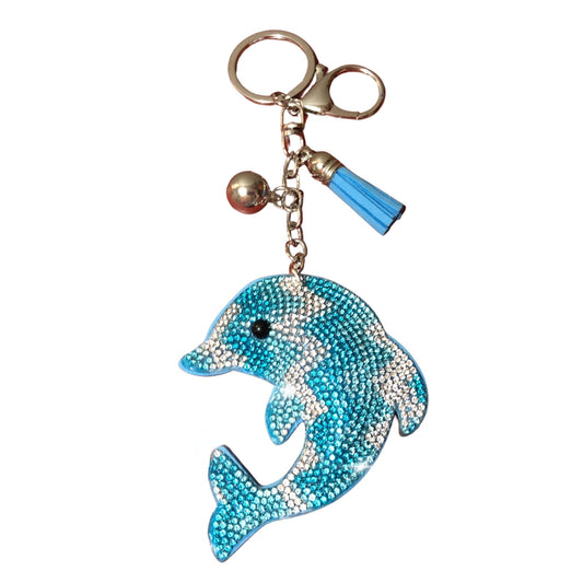 Popfizzy Bling Blue Dolphin Keychain Accessories for Women and Girls, Rhinestone Dolphin Purse Charms, Sparkle Dolphin Gifts