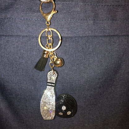 Popfizzy Bowling Keychain, Bowling Ball Rhinestone Purse Charms, Fun Bling Gifts for Bowlers