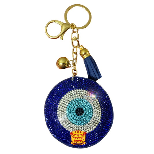 Popfizzy Bling Evil Eye Keychain for Women and Girls, Purse Charm, Rhinestone Bag Charm, Evil Eye Gifts, Double Sided