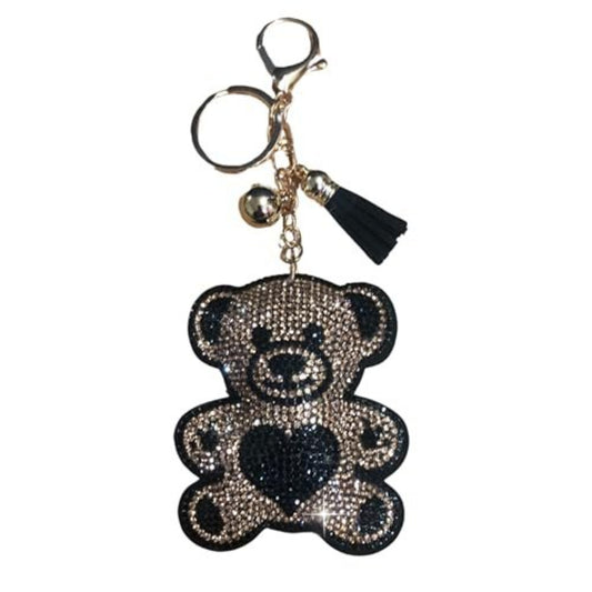 Popfizzy Rhinestone Brown Teddy Bear Keychain for Women, Sparkly Bear Purse Charm, Bling Bear Gifts for Bear Lovers