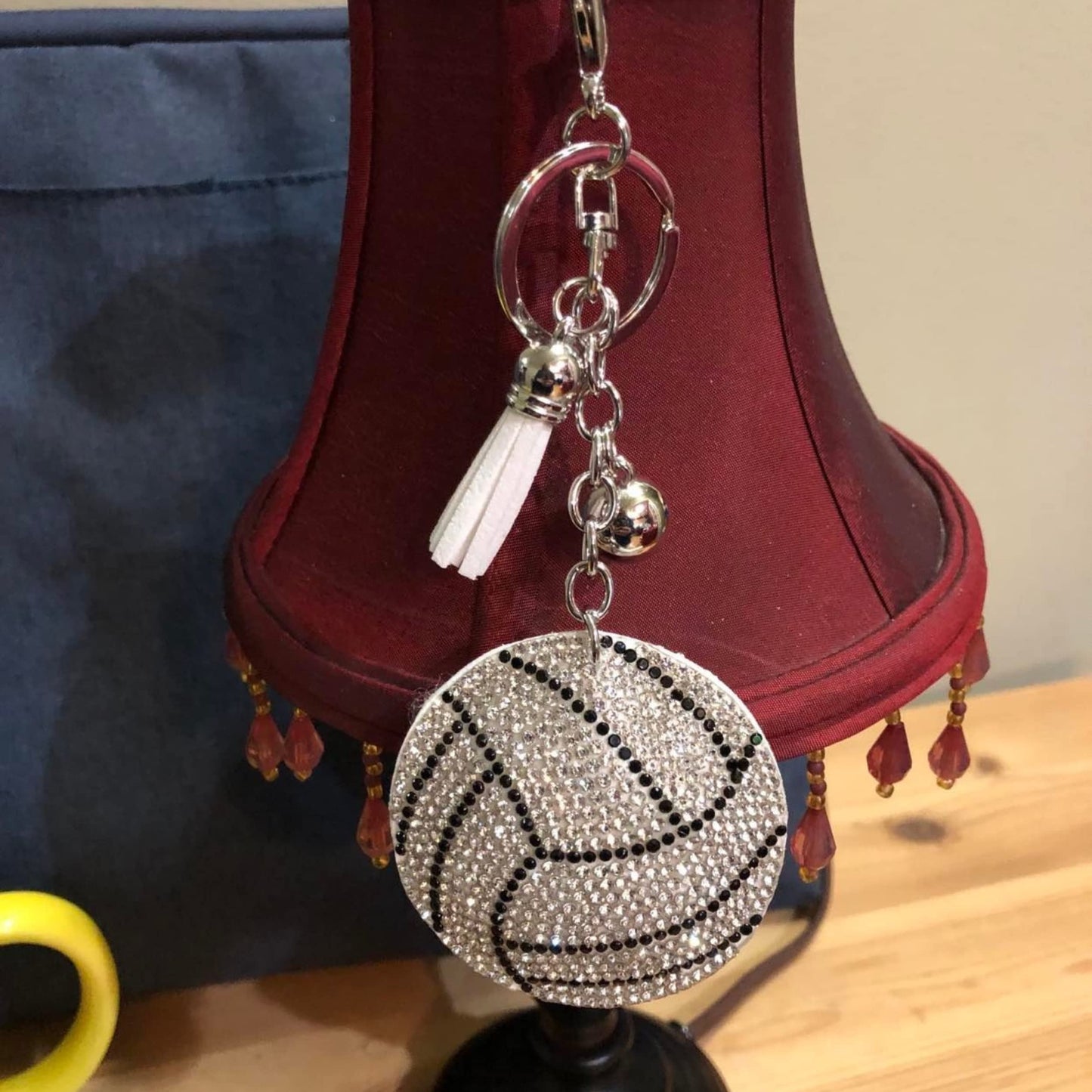Popfizzy Volleyball Keychains for Teen Girls and Women, Rhinestone Volleyball Backpack Charm, Volleyball Gifts, Bling Volleyball Accessories