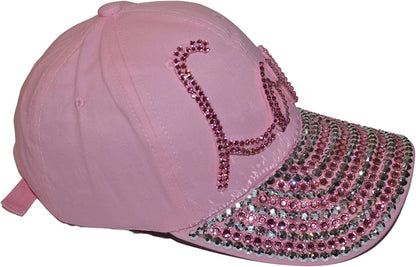 Popfizzy Womens Bling Cap, Rhinestone Baseball Cap, Bejeweled Distressed Denim Hat, Bling Gifts for Women