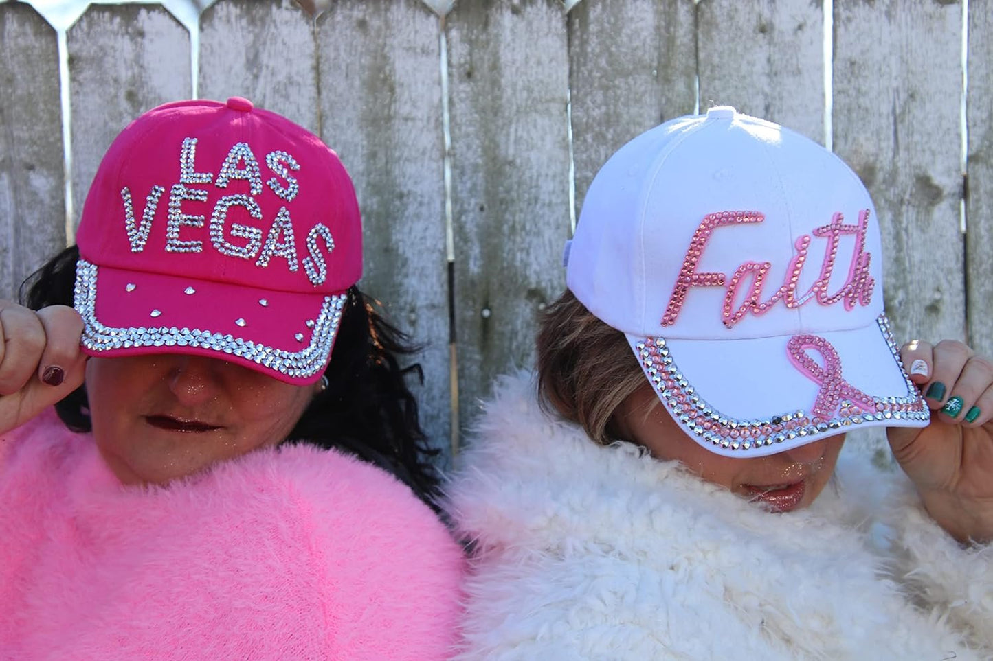 Popfizzy Women’s Faith Pink Ribbon Hat, Bling Adult Baseball Hat